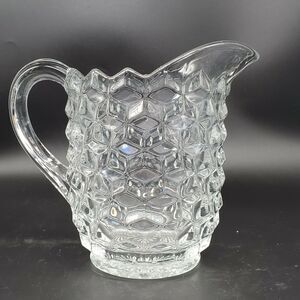 Fostoria 7 in 39 oz Water Tea Pitcher Fostoria Clear Cubist No chips!